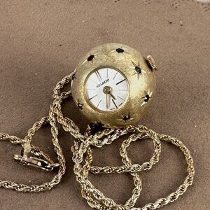 Vintage Swiss Kelbert Orb Watch with Pave Set Red, Blue and Crystal Spinel Gems